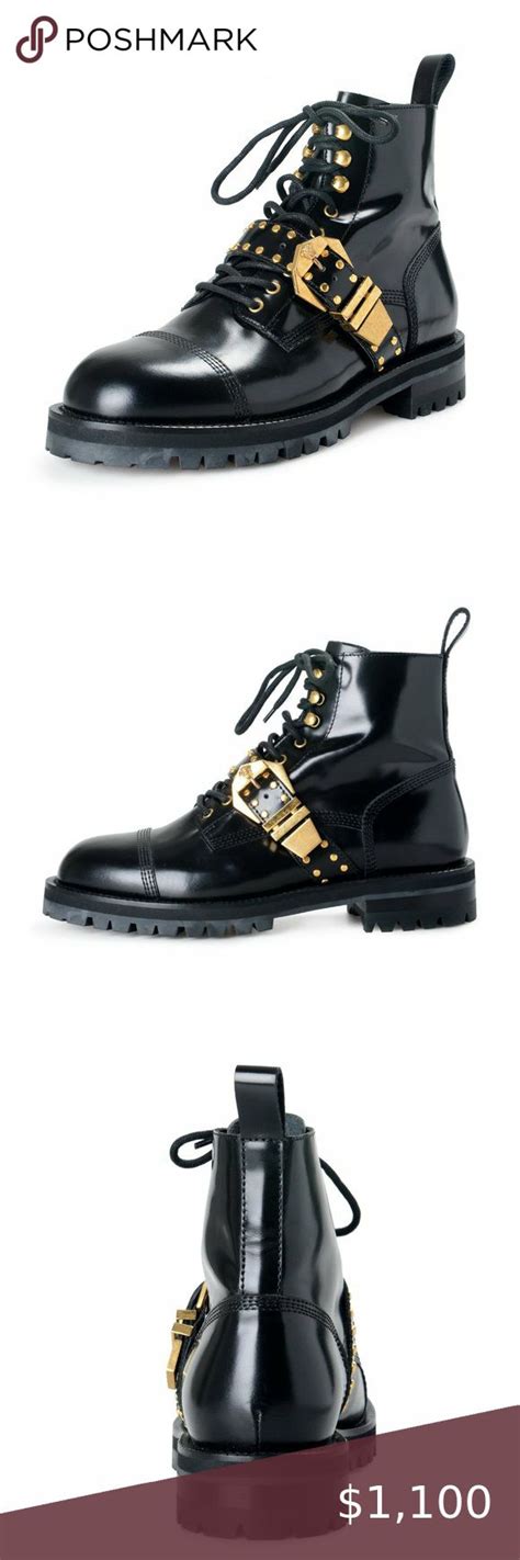 mens versace collection black leather mid boots|versace men boots for men.